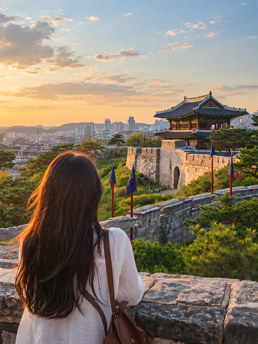 Blick auf die Festung Suwon Hwaseong